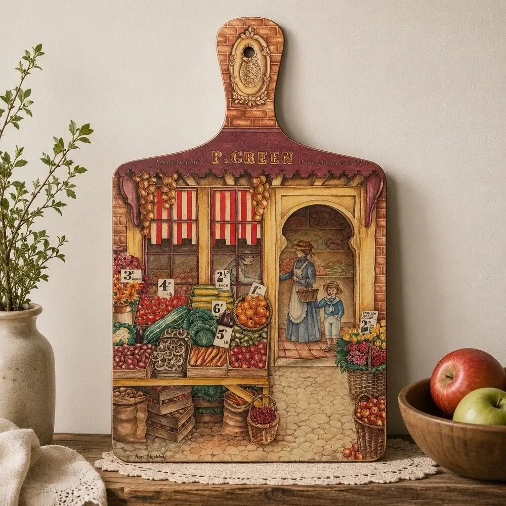 Wilscombe Melamine Ann Blockley P Green Chopping Board England Fruits Vegetables